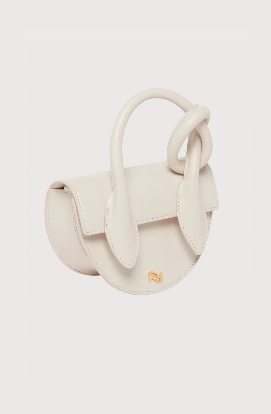 MINI PRETZEL - OFF WHITE SMOOTH LEATHER