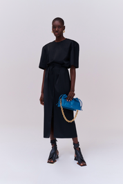 CINCHED TEE DRESS - BLACK