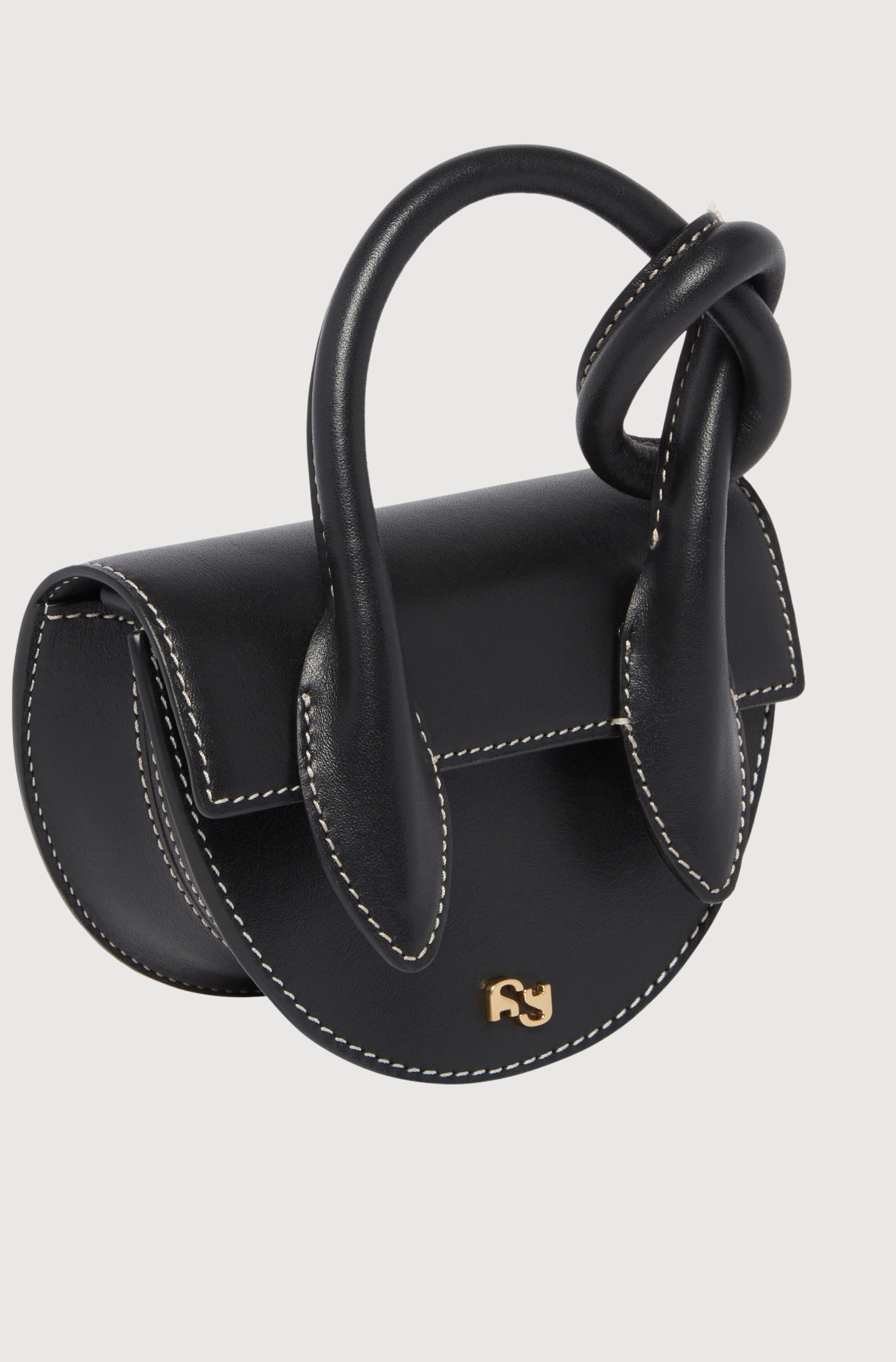 MINI PRETZEL - BLACK SMOOTH LEATHER