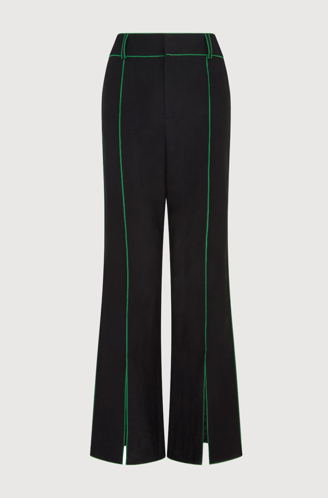 FRONT SPLIT TAILORED TROUSERS - BLACK/GREEN