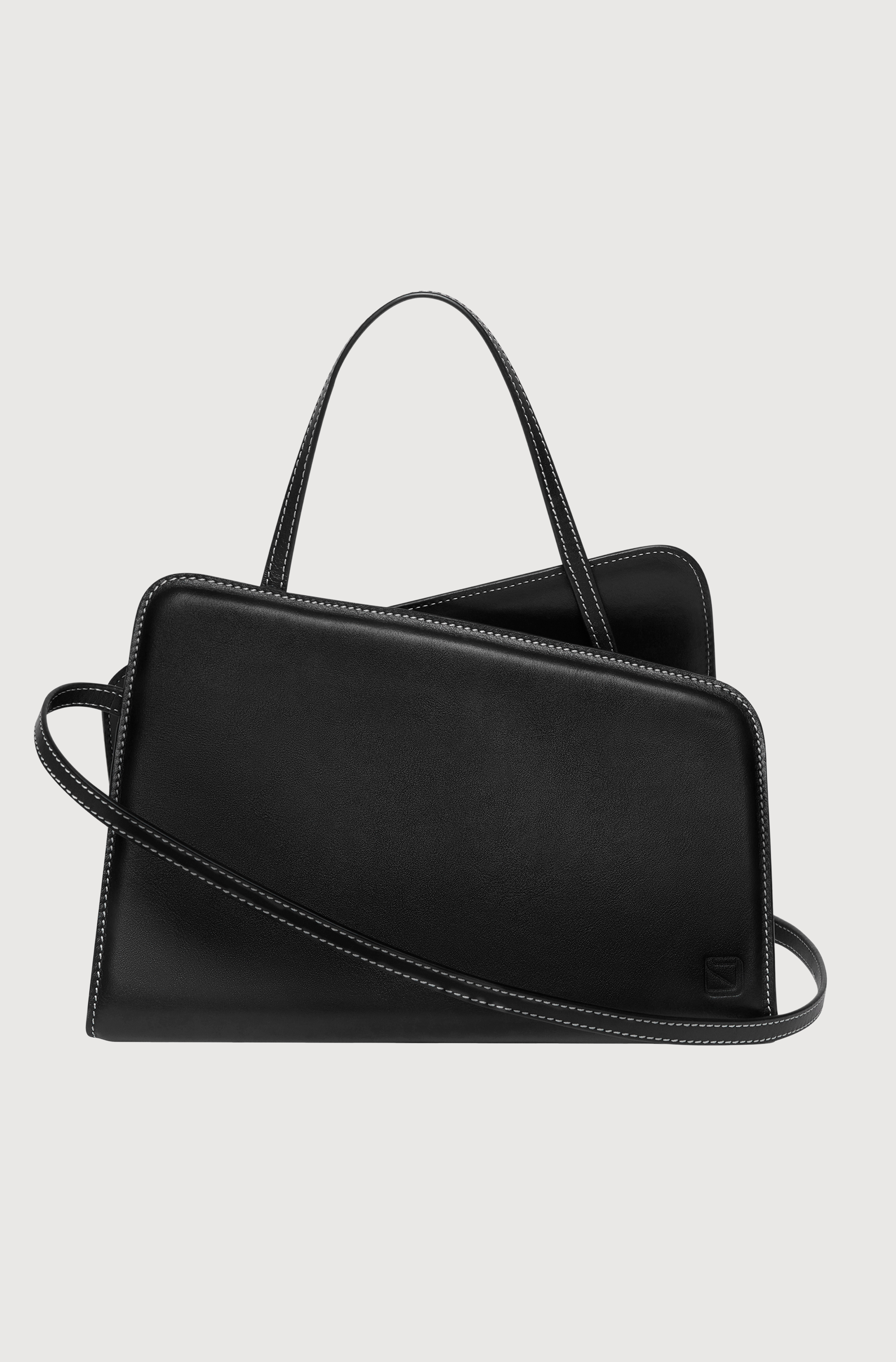 SLANT CROSSBODY TOTE - BLACK