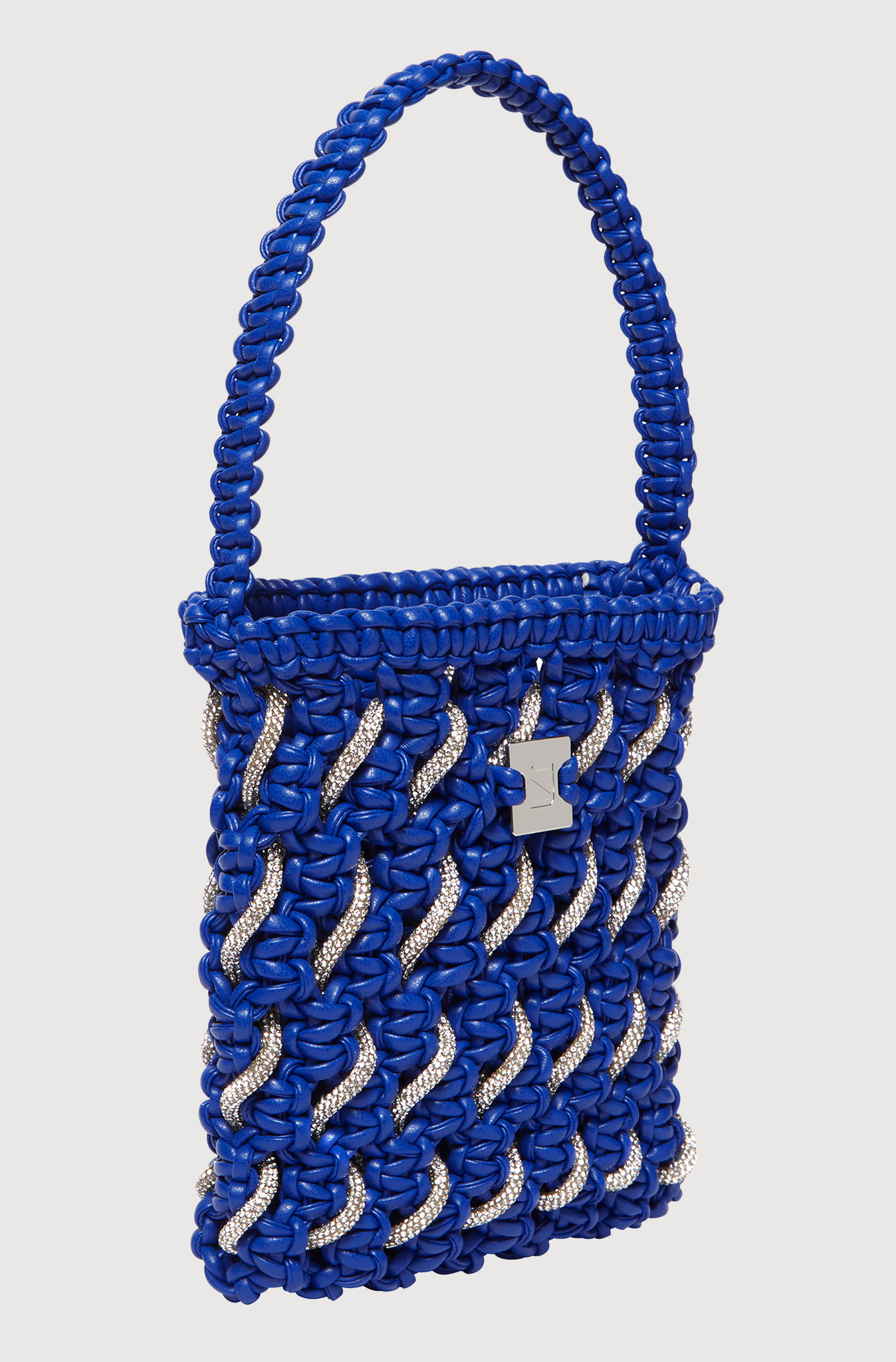 SMALL WOVEN CRYSTAL TOTE - BLUE